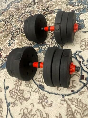 наборные гантели с поворотным механизмом: Разборные гантели с соединительной штангой (набор 2-в-1) - Комплект — 3