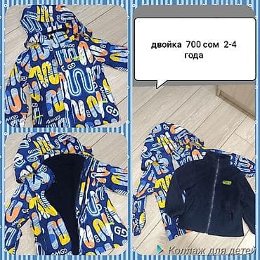 зимние вещи: Двойка на мальчика 2-4 года . ветровка + толстовка . состояние — 1