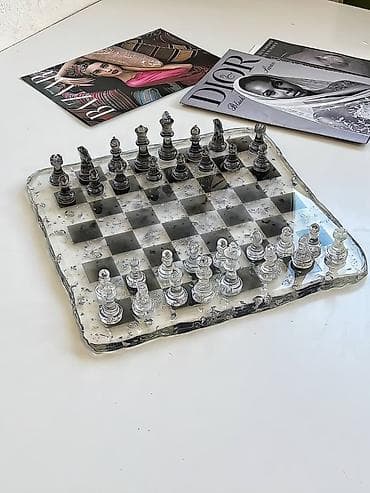 прозрачные чехлы: Декоративные шахматы из прозрачной смолы - Авторский шахматный набор — 3