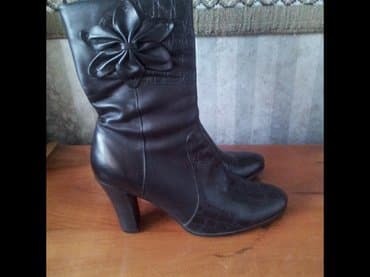 сапоги из натурального меха и кожи: Сапоги, 37, Fashion & Bella, Б/у, цвет - Черный, Самовывоз — 1