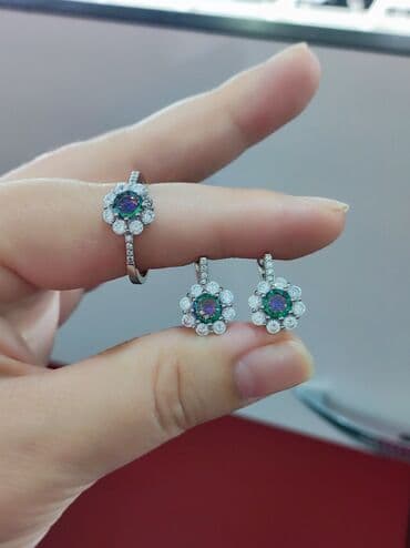 эксклюзивные свадебные пригласительные: Набор украшений, Проба 925, Женские, Новый — 4