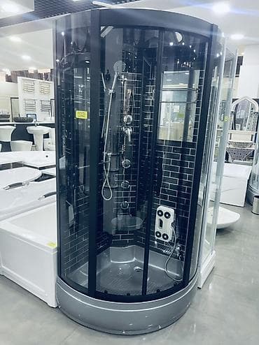 Үй жана бакча: Душ кабинасы Жарым тегерек, Өлчөмү: 90 x 90 см, Поддондун бийиктиги: 215 см,Жабуусу: Караңгылатылган — 1