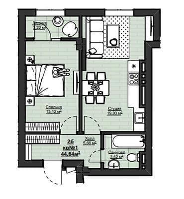 Квартиры: 1 комната, 45 м², Асанбай мкр Элитка, 10 этаж, Старый ремонт — 2