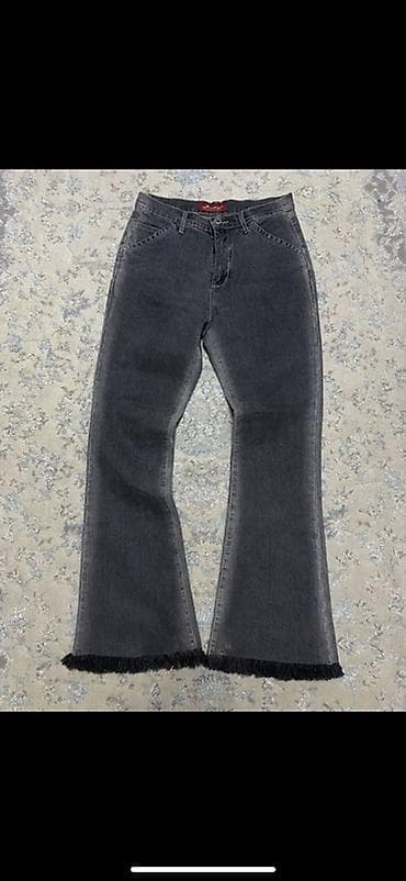 стречь: Джинсы серый деним с вываренным эффектом. Прямой силуэт с лёгким — 1