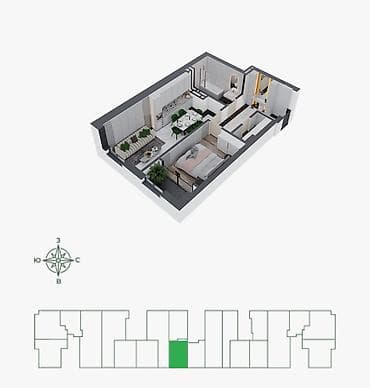 о2 политех: 2 комнаты, 51 м², Элитка, 7 этаж, Готовая ПСО (под самоотделку) — 3