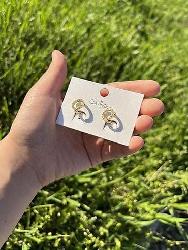 фурнитуру для бижутерии: Серьги-пусеты Gulkina - Дизайн: мини-кольца/петельки с фактурной — 3