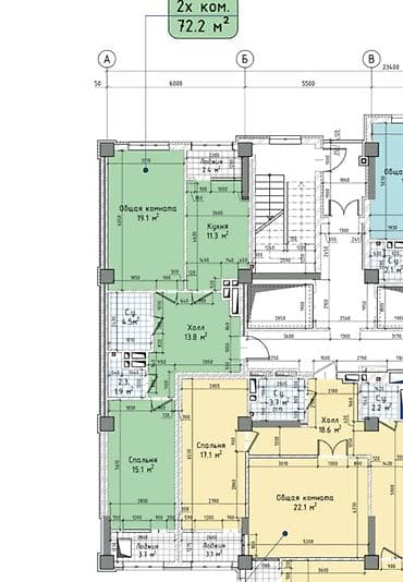 2 комнаты, 72 м², Элитка, 8 этаж, Готовая ПСО (под самоотделку) — 2