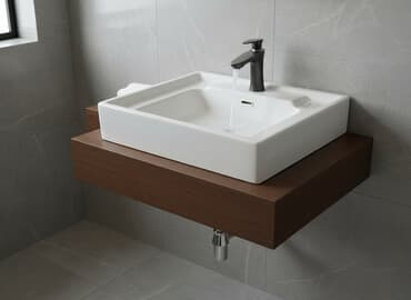 умывальник для частного дома: Раковина для ванной, Квадратная форма, Материал: Керамика — 1