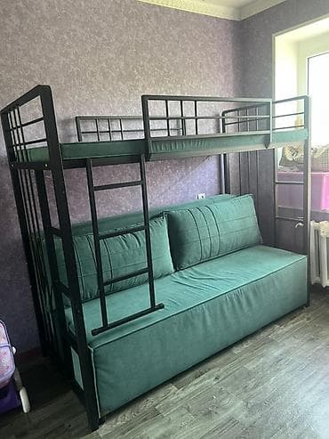 диван 2 местный офисный: Двухъярусная кровать, Б/у, Раскладной — 4