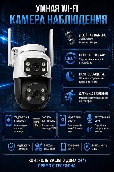📹 Умная Wi-Fi камера видеонаблюдения с двойным объективом и поворотом
