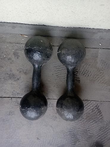 Спорттук сумкалар: Гантели классические литые, пара. - Вес каждой: 12 кг (маркировка — 3