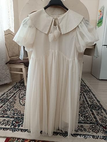 Платье молочного оттенка в романтичном стиле. - Свободный А-силуэт с — 1