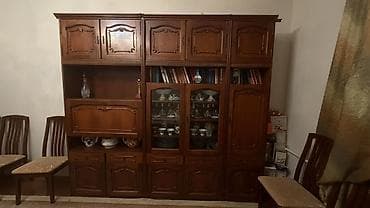 dinner table: Классическая модульная «стенка» из массива/шпона тёмного дерева с — 1