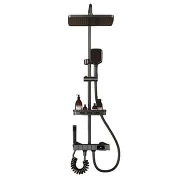 Душевая система с верхним и ручным душем, матовый черный - Комплект