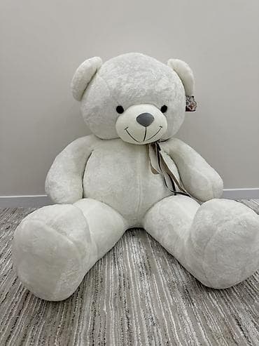 бортики в детскую кроватку: Большой плюшевый мишка, белого цвета. - Размер: очень крупный — 1