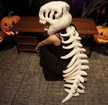 Подарочная упаковка: Мягкий костюм “Скелет динозавра” с объёмным капюшоном-черепом и — 2