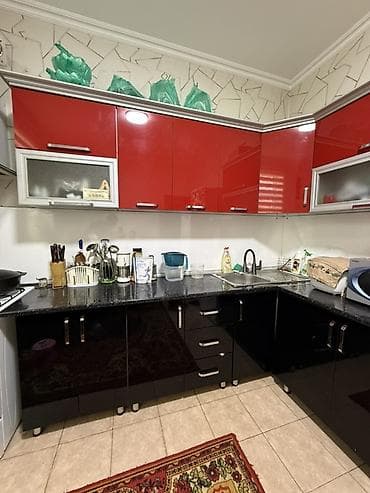 бу кухный уголок: Кухонный гарнитур, Б/у, цвет - Красный, Самовывоз — 1