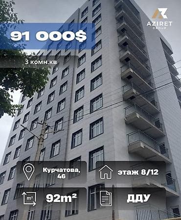 3 бөлмө, 92 м², Элитка, 8 кабат, Даяр ПСО (өзү оңдоп түзөтүп бүтүү үчүн)