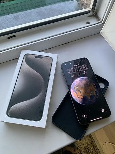 IPhone 15 Pro Max, Б/у, 256 ГБ, Natural Titanium, Защитное стекло, Чехол, Коробка, 84 %