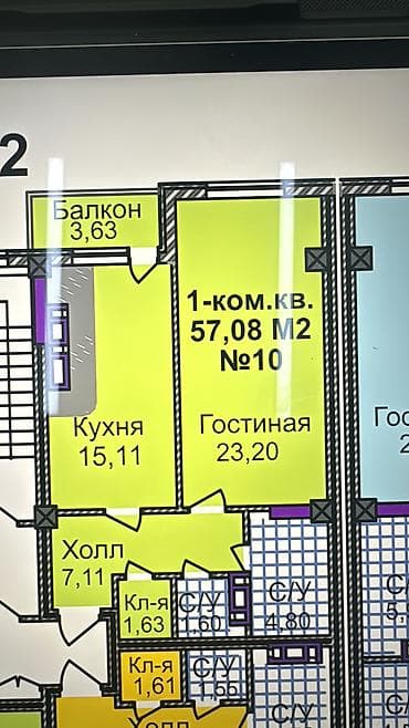 1 бөлмө, 57 м², Элитка, 5 кабат, Даяр ПСО (өзү оңдоп түзөтүп бүтүү үчүн)