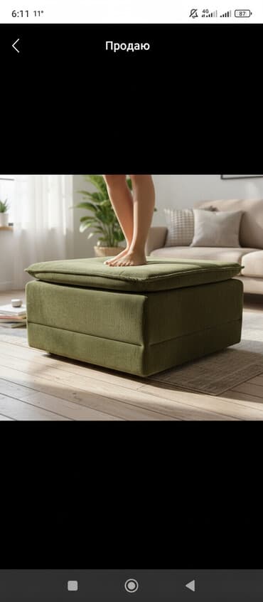 пуфик кресло: Пуф/банкетка кубической формы. удобный 👍 - Обивка: ткань в рубчик — 1