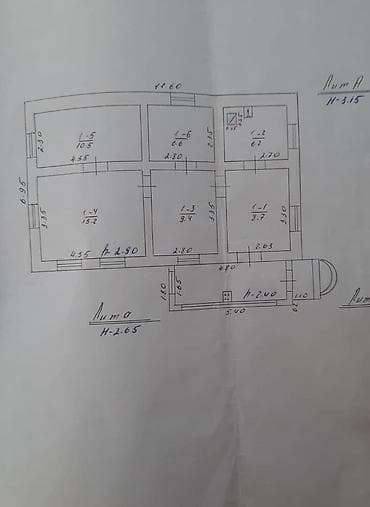 150000: Продается!!! Дом, в районе Аламединского рынка S -64,52м2. В доме зал — 6