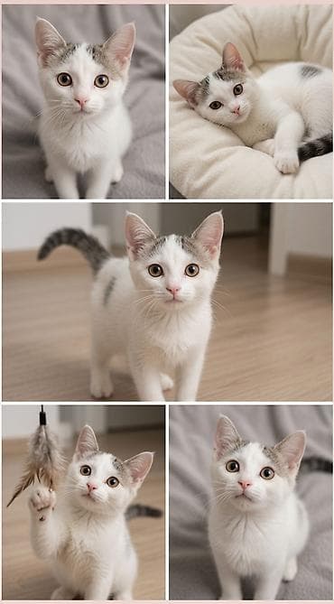 кошка белая: 4 месяца, Девочка — 2
