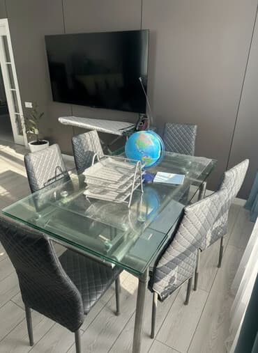 стол со стульями деревянный: Кухонный стол и стул, цвет - Серый — 2