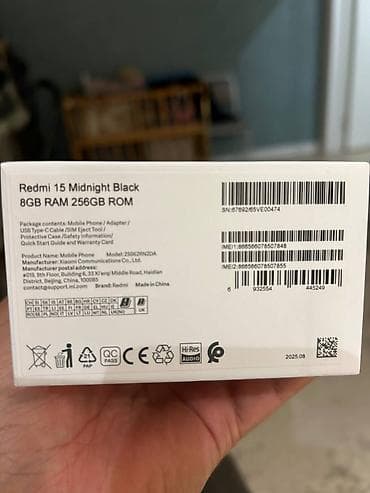 xiaomi redmi g34wq: Redmi, Redmi 15, Новый, 256 ГБ, цвет - Черный, 2 SIM — 2