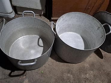 Кухонные принадлежности: Алюминиевые кастрюли большого объёма с крышками — комплект из 2 штук — 2