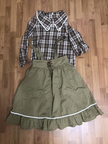 Набор женской одежды — 4 предмета. 1) Блузка + юбка с лямками: -