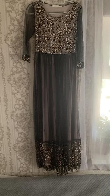 буу кийим: Кече көйнөгү, А-силуэт, Узун модель, Шифон, Жеңдери менен, XS, S — 2