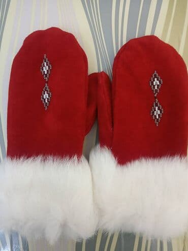 Стильные дамские варежки. Натуральная замша и мех. Новые. Украшены