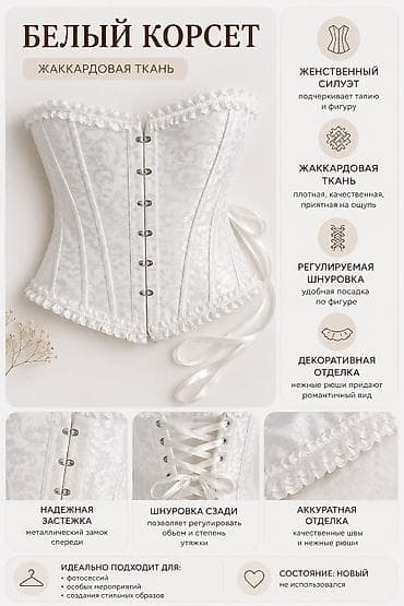 национальные корсеты: Белый корсет. Новый, не носился. Регулируется шнуровкой, красиво — 1