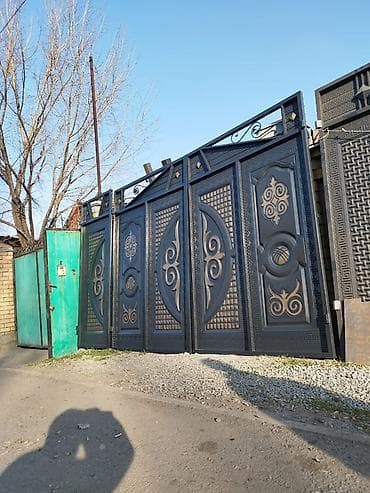 Ачылма дарбазалар: Кованые въездные ворота с калиткой - Материал: металл/ковка, сплошное — 4