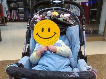 прогулочные коляски: Коляска, цвет - Голубой, Б/у — 6