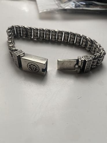 Күмүш зер буюмдар: Браслет мужской из серебра с резным орнаментом. - Материал: серебро — 5