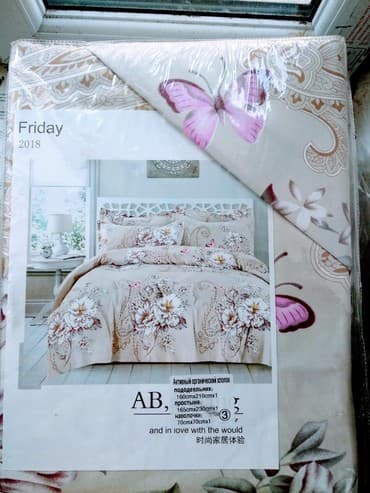 спальный набор: Постельное белье выбор доставка хб 100%, Полуторки 1700 сомдвуспалки — 3