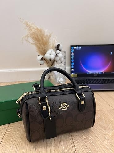 Классические сумки: Сумка COACH Mini Duffle/Satchel в фирменном коричневом монограмном — 1