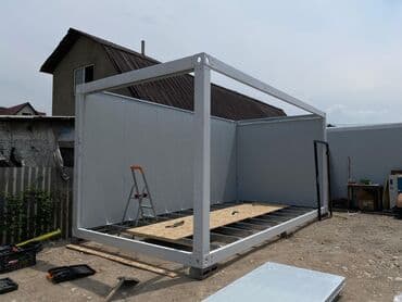 container house дома из контейнеров бишкек, контейнеры в бишкеке фото: Модульный контейнер серого цвета с дверью и окном Подходит для — 6