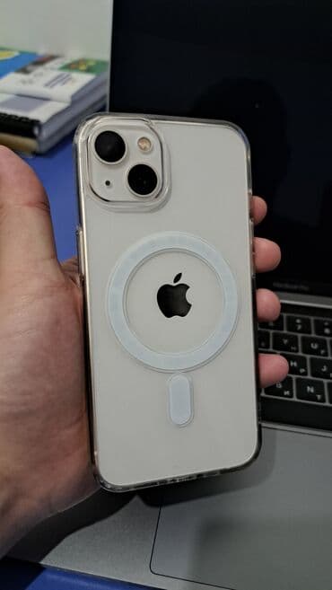 iphone es: IPhone 13, Б/у, 128 ГБ, Белый, Защитное стекло, Чехол, 95 % — 6