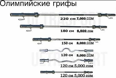Олимпийские грифы для штанги Доступные модели и длины: - Прямой гриф