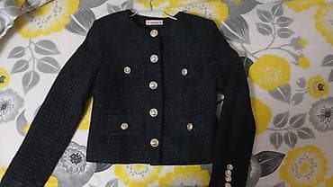 куртка бутон женская: Жакет женский в стиле твид - Цвет: черный с лёгким блеском нити - — 2