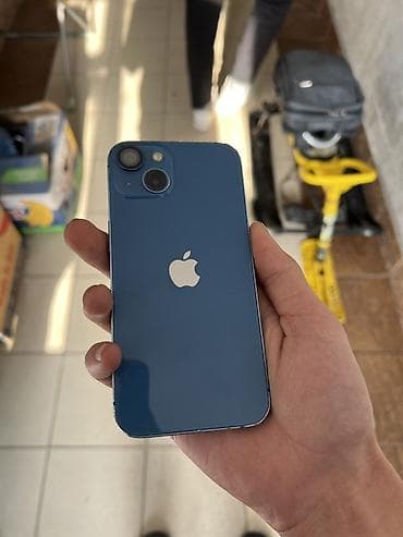 apple 13: IPhone 13, Б/у, 128 ГБ, Синий, Чехол, Кабель, 76 % — 2