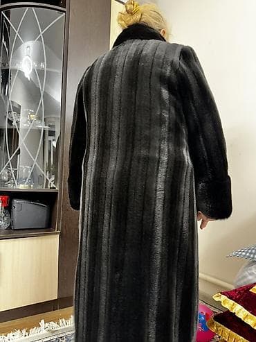 длинный широкий плащ: Длинная женская шуба под норку(искусственный мех), размер 52-54, цвет — 2