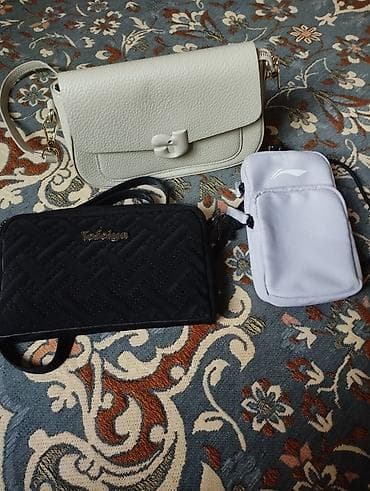 Аксессуарлар: Белая сумочка Liningновая,цена 1000с. Черная сумка новая цена — 1