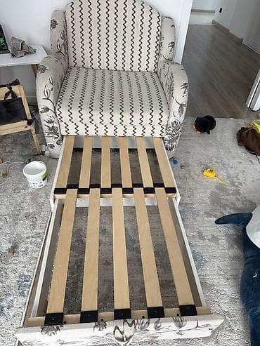 мини диван кровать: Кресло-кровать, Односпальный, цвет - Бежевый — 3