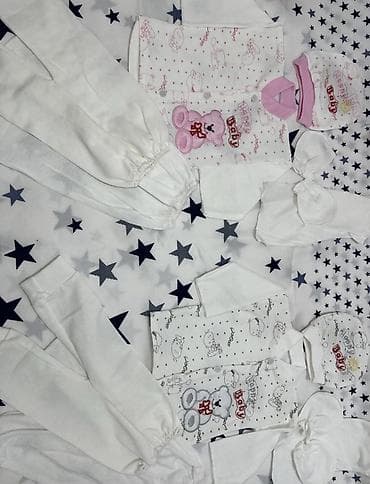 вязаный костюмчик для новорожденного: Комплект, цвет - Белый — 1