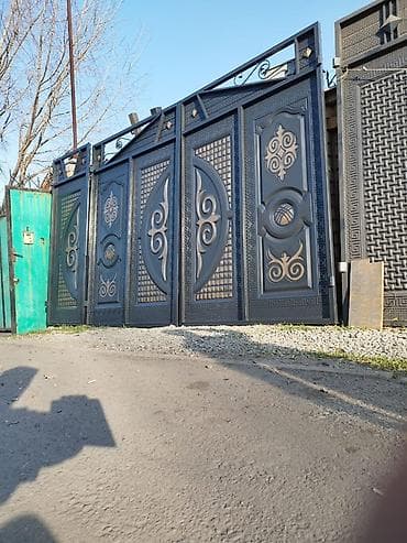 Ачылма дарбазалар: Кованые въездные ворота с калиткой - Материал: металл/ковка, сплошное — 3