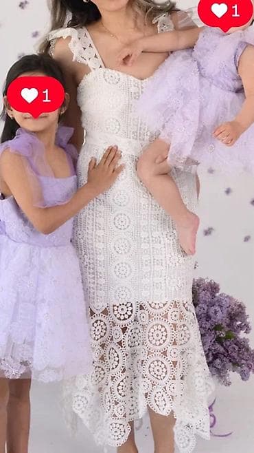 на выпускной: Ажурное белое платье миди - Материал: плотное кружево с — 1